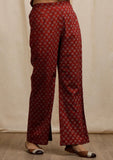 Red Ajrakh Print Straight Pants