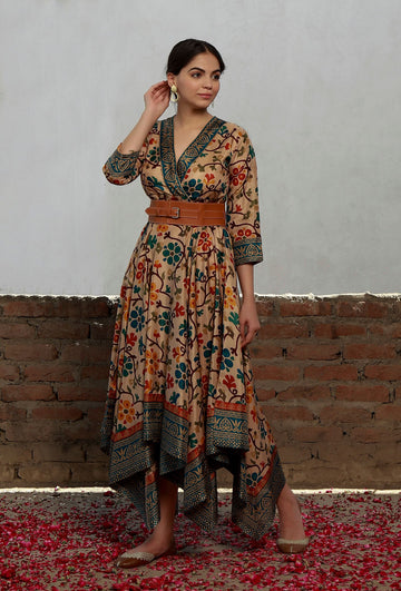 Kalamkari Cotton Silk Dress