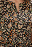 Black Kalamkari Gathered And Flared Cotton Dress