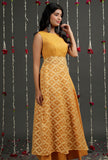 Sheer Mustard Floral Jamdani Flared Kurta