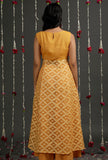 Sheer Mustard Floral Jamdani Flared Kurta