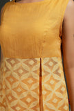 Sheer Mustard Floral Jamdani Flared Kurta