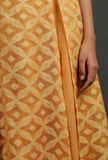 Sheer Mustard Floral Jamdani Flared Kurta