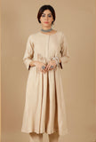 Beige Gathered And Flared Kurta