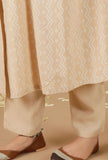 Set Of 2: Beige Gathered Kurta With Pockets & Straight Pants