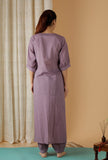 Set Of 2: Mulmul Cotton Lilac Kurta And Harem Pant Yoga Set