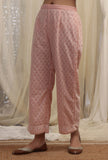 Bermuda Peach Straight Pants With Sequin Embroidery