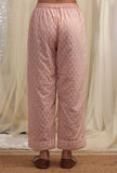 Bermuda Peach Straight Pants With Sequin Embroidery