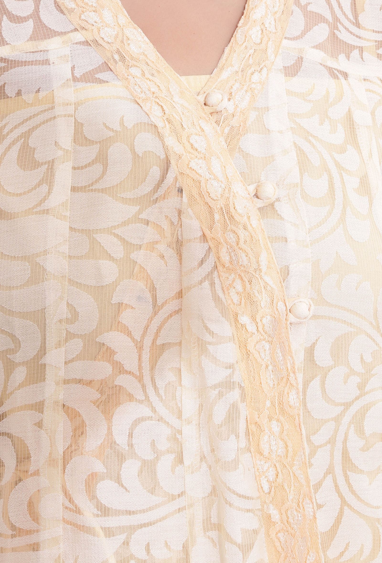 Light Yellow Brasso Organza Kalidar Angrakha Overlay Kurta