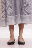 Cloud Grey Cotton & Sheer Brasso Organza Flared Dress
