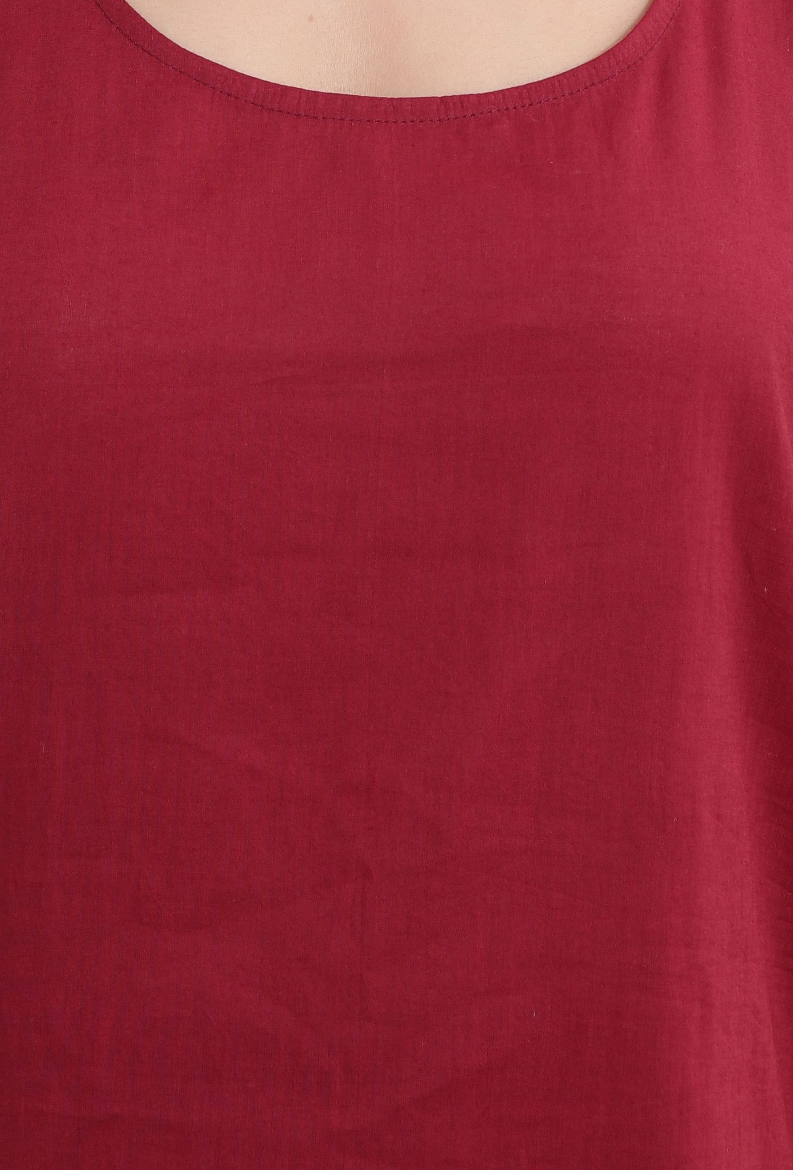 Carmine Red Sleeveless Flared Slip Kurta