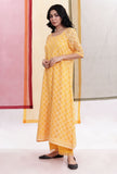 Bumblebee Yellow Brasso Organza A-line Kurta