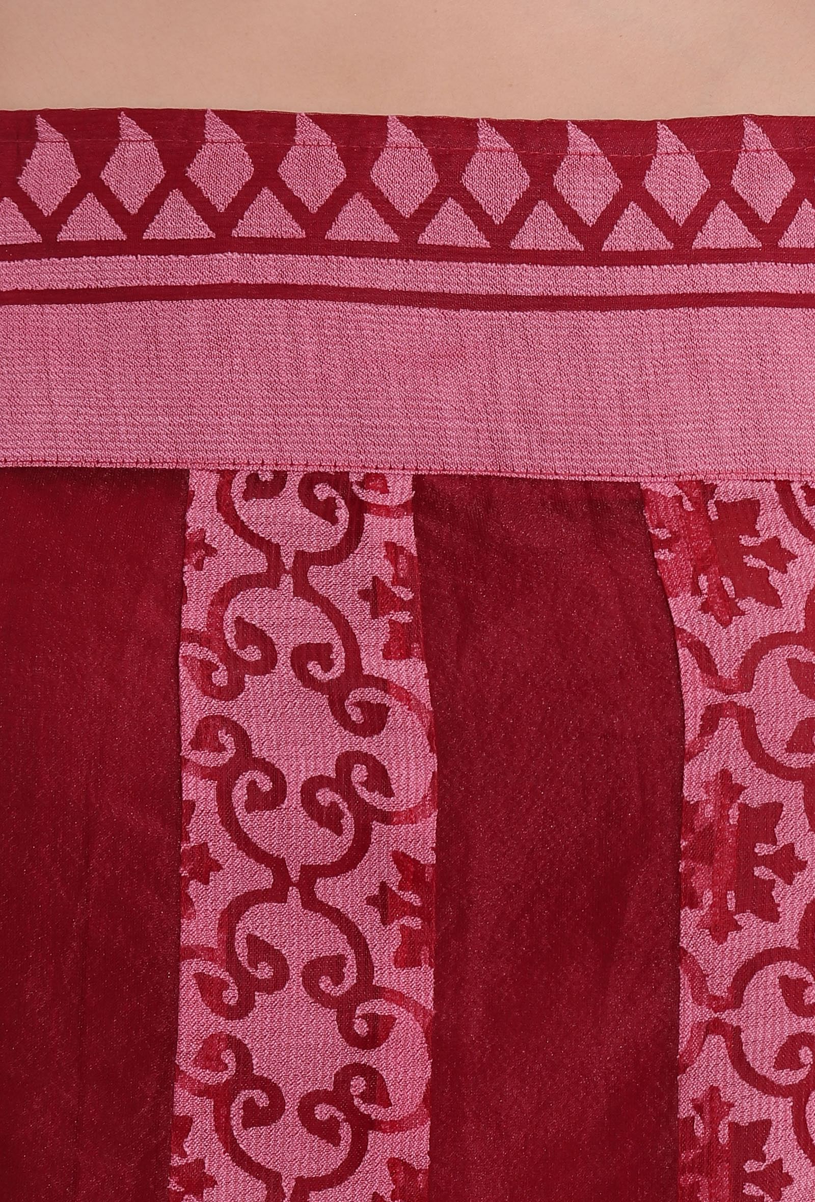 Carmine Red Kalidar Brasso Organza & Plain Organza Flared Slip Kurta