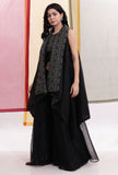 Black Plain Organza & Sheer Brasso Organza Front Open Reversible Shrug