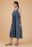 Akshita Indigo Buta Print Side Gather Kurta Dress