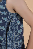 Akshita Indigo Buta Print Side Gather Kurta Dress