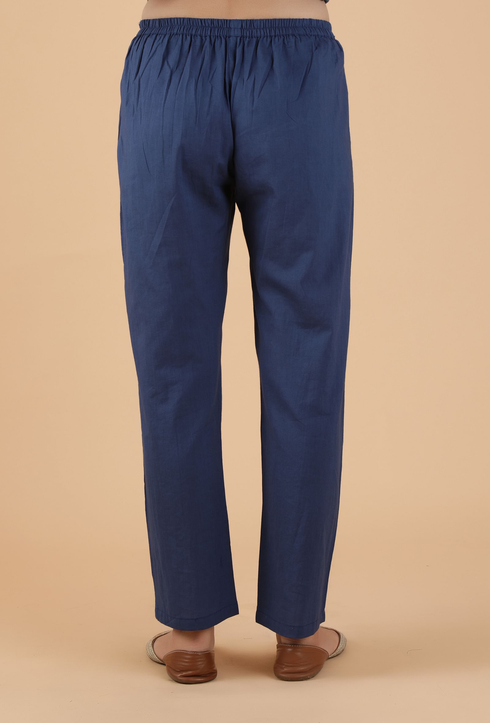 Alekhya Solid Indigo Blue Narrow Fit Pants