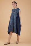 Harini Indigo Side Gather Front-Open Asymmetrical Kurta Dress