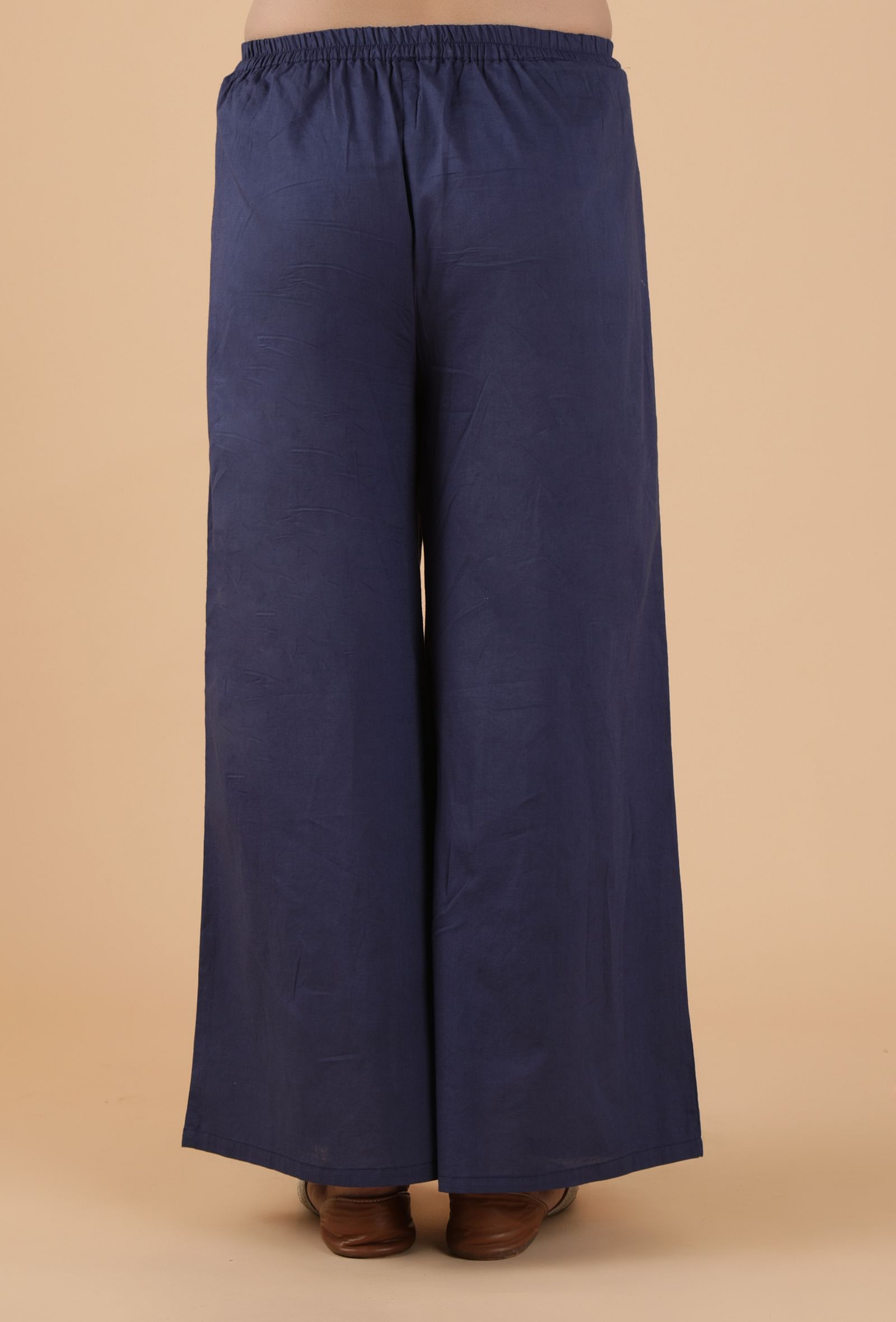 Set Of 2:Bhakti Indigo Jaal Print Pleated Kurta Dress & Palazzo Pants