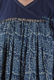 Manya Indigo Jaal Printed Front Tie Kedia Jacket
