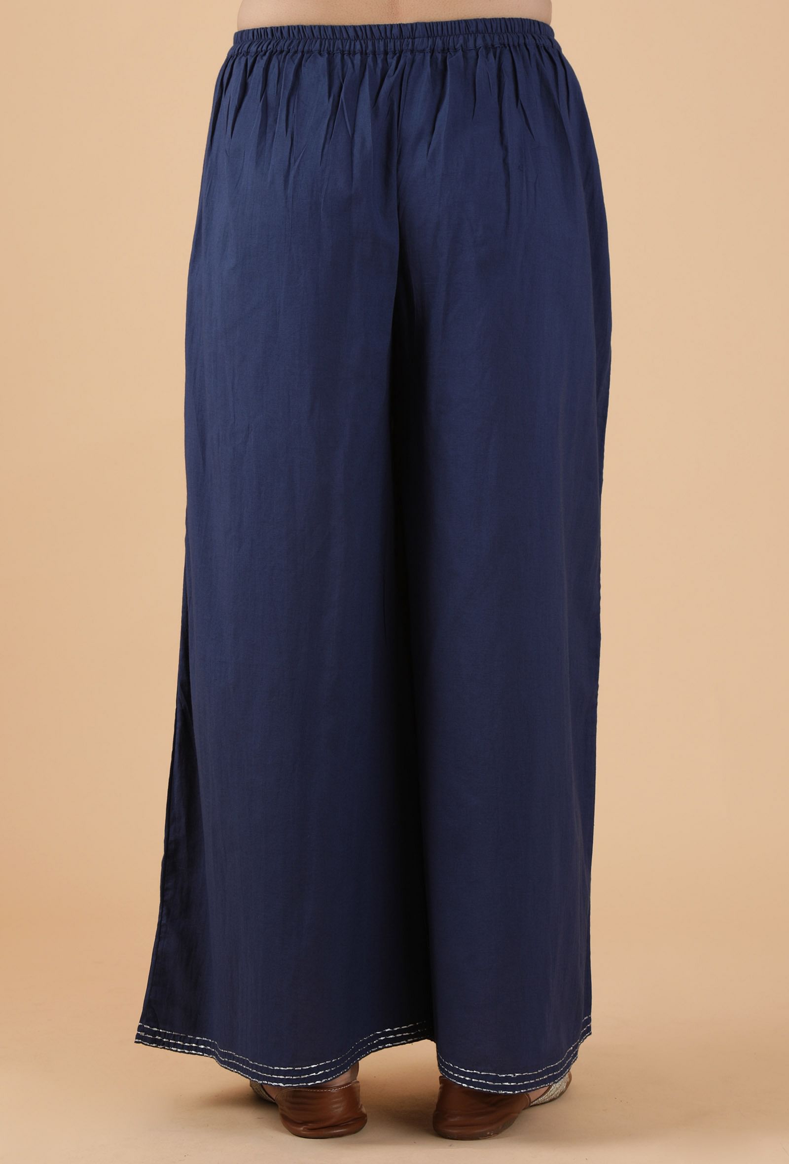 Set Of 2:Ramya Indigo Buta Printed Panelled Gathered Kurta & Palazzo Pants