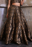 Black Banarasi Jacquard Kalidar Flared Skirt With Tassels