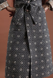Cedar Ecru Ikat & Black Ajrakh Printed Reversible Quilted Wrap Coat