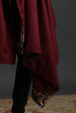 Mahnoor Maroon Cashmilon Front-Open Shrug With Kalamkari Detailing