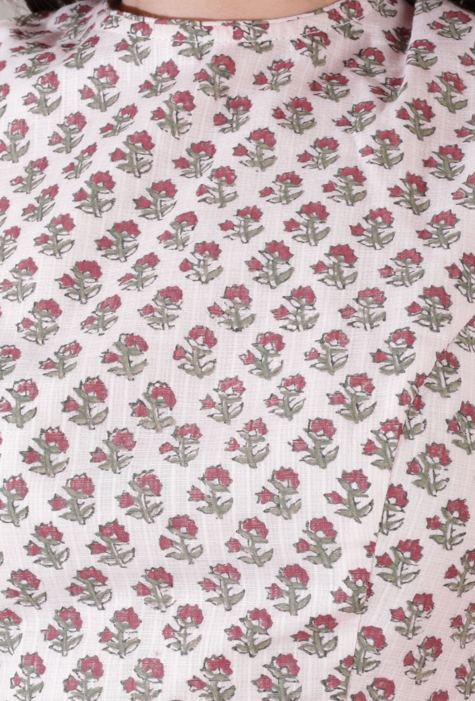 Lemonade pink color kota cotton blockprinted blouse