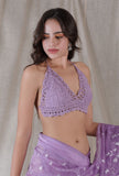 Lilac purple color handmade crochia backless bralette crop top blouse