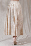 Ivory tan color khadi pleated flared ankle length skirt