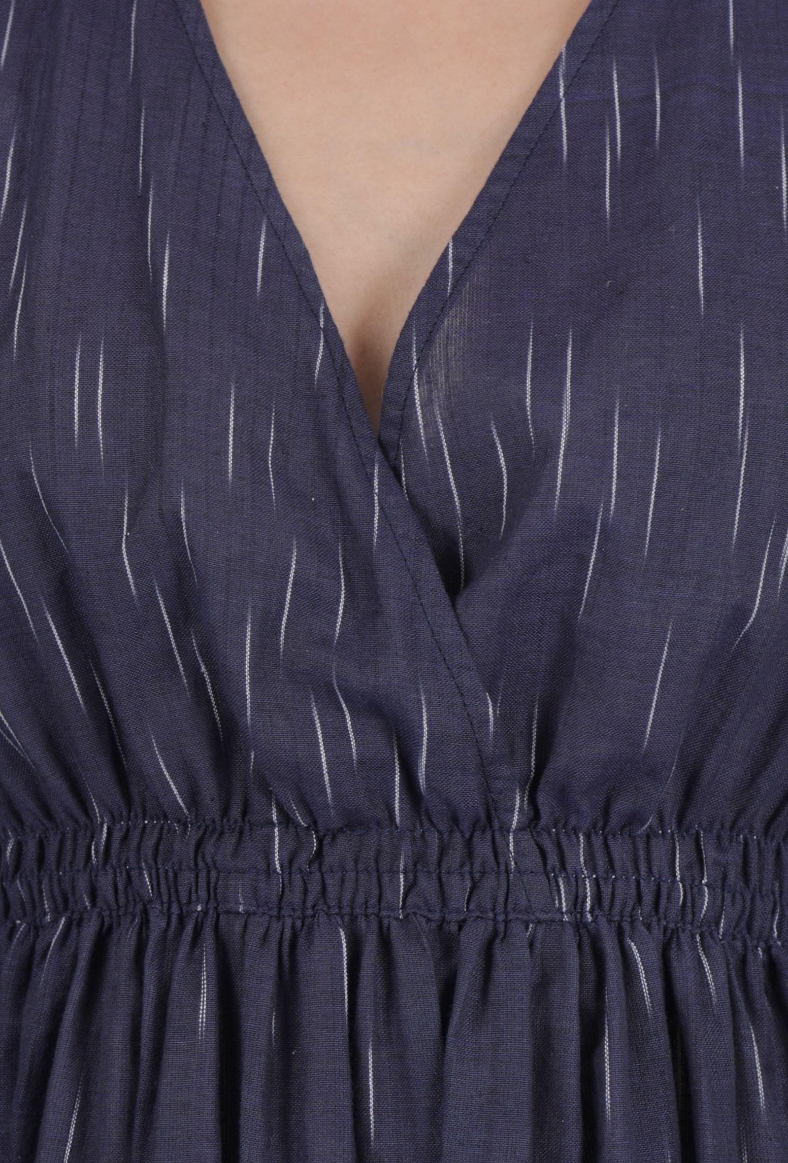 Spruce blue color ikkat overlapped dress