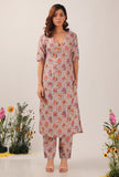 Set Of 2: Airi Floral Chintz Straight Kurta With Narrow Fit Pants