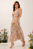 Amala Floral Chintz Ruffled Long Dress With Back Tie Up Details
