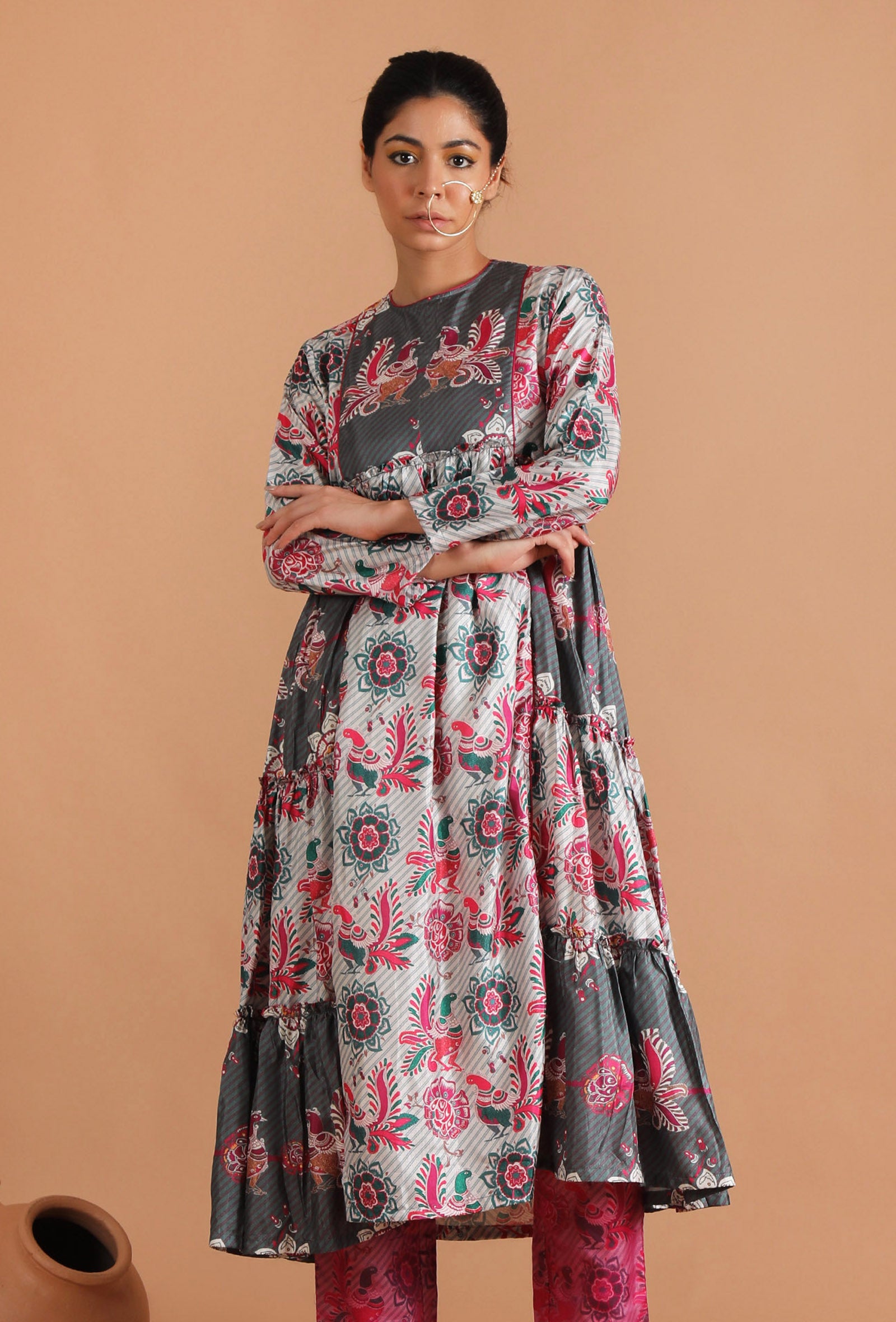 Aashna Allover Kalamkari Tier Kurta