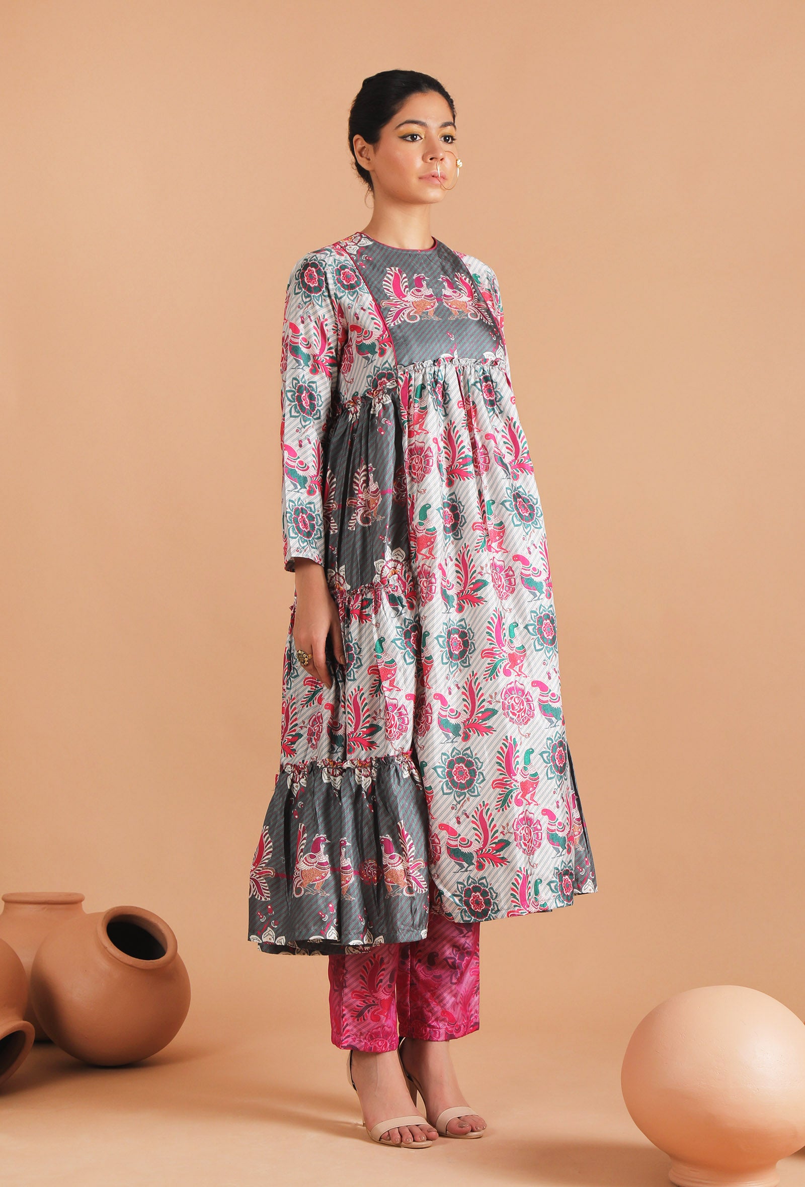 Aashna Allover Kalamkari Tier Kurta