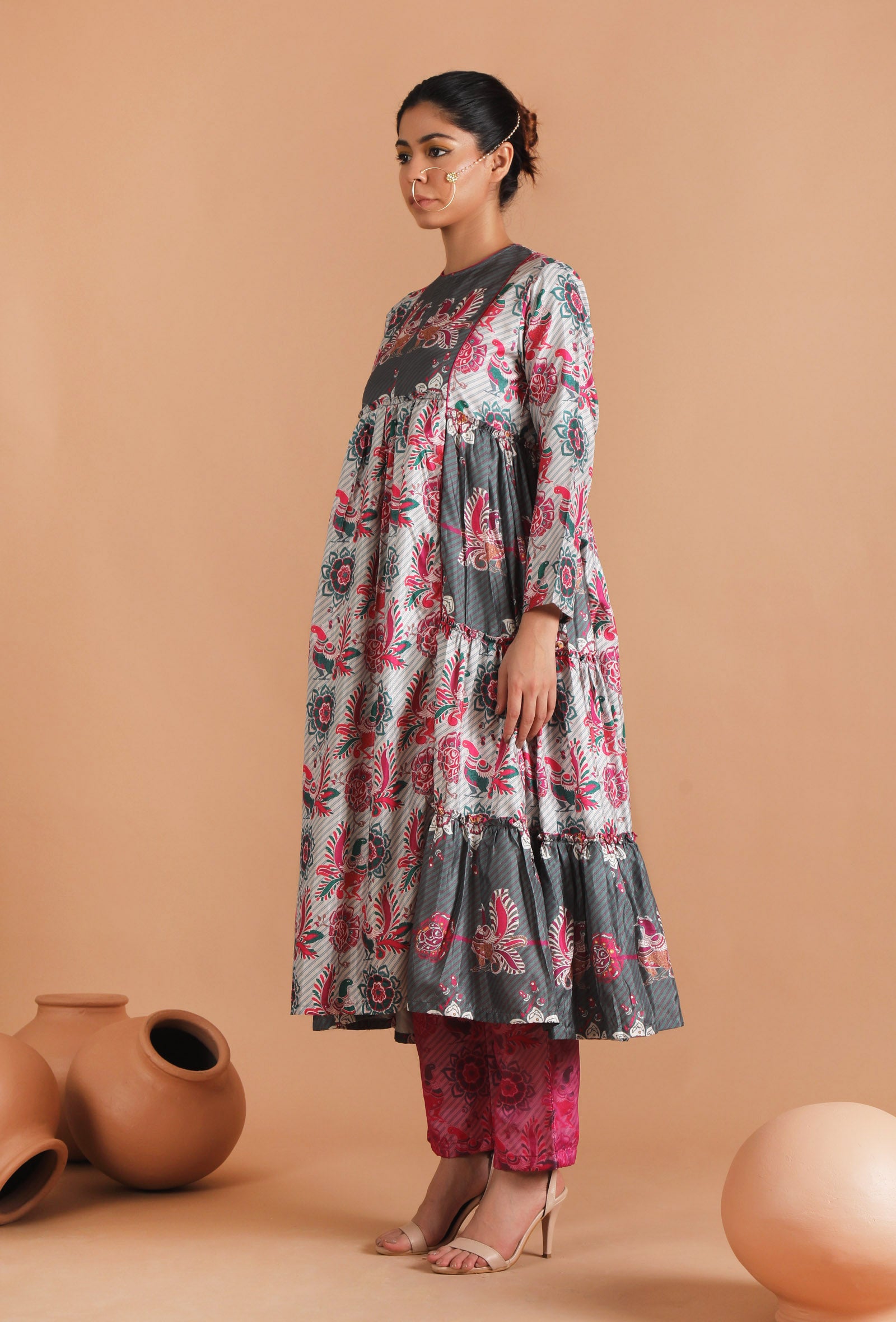 Aashna Allover Kalamkari Tier Kurta