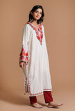 White Aari Embroidered Kashmiri Phiran-Free Size