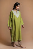 Avocado Green Aari Embroidered Kashmiri Phiran-Free Size