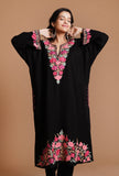 Charcoal Cozy Aari Embroidered Kashmiri Phiran-Free Size