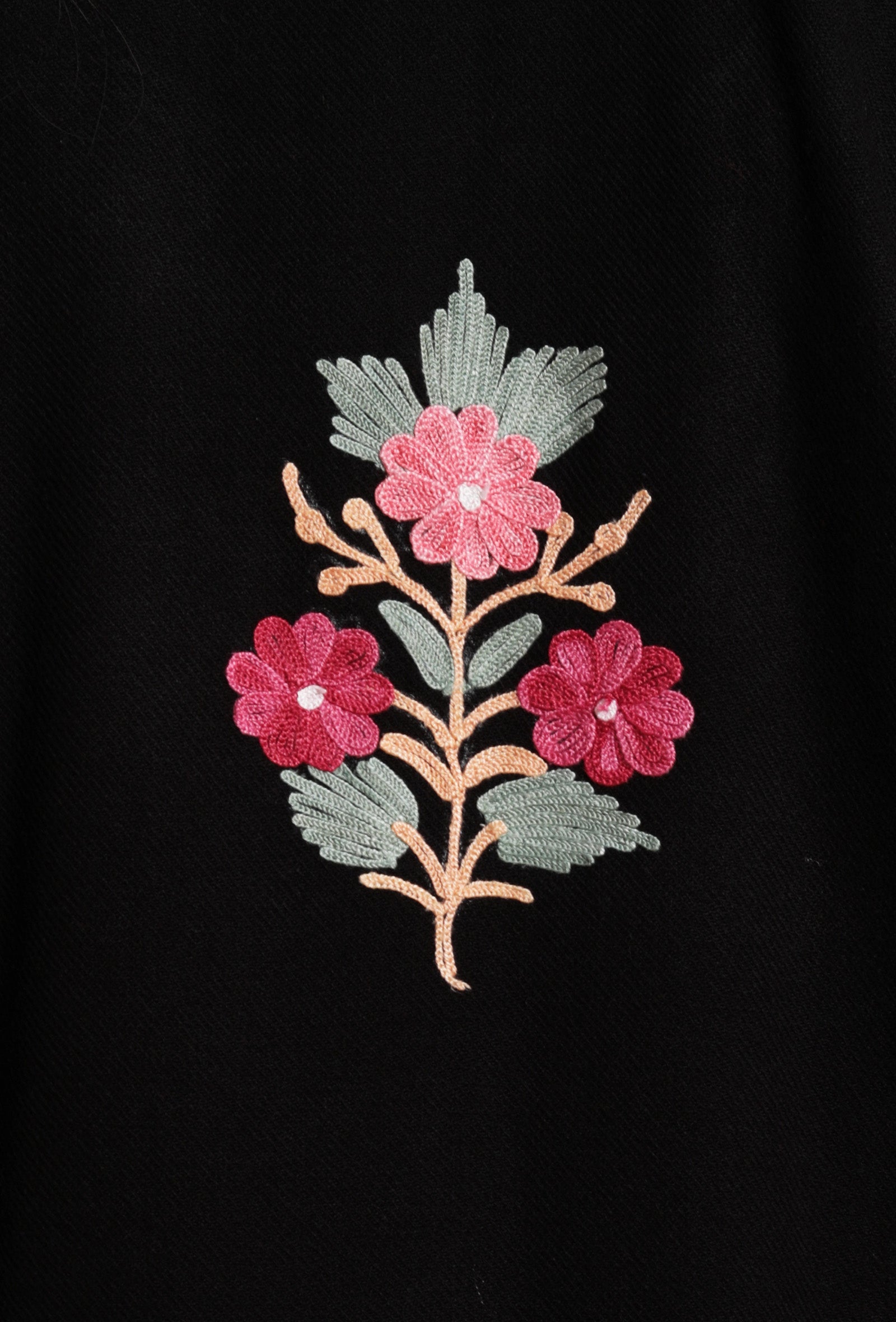 Charcoal Cozy Aari Embroidered Kashmiri Phiran-Free Size