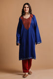 Catalina Blue Kashmiri Sozni Embroidery Phiran-Free Size