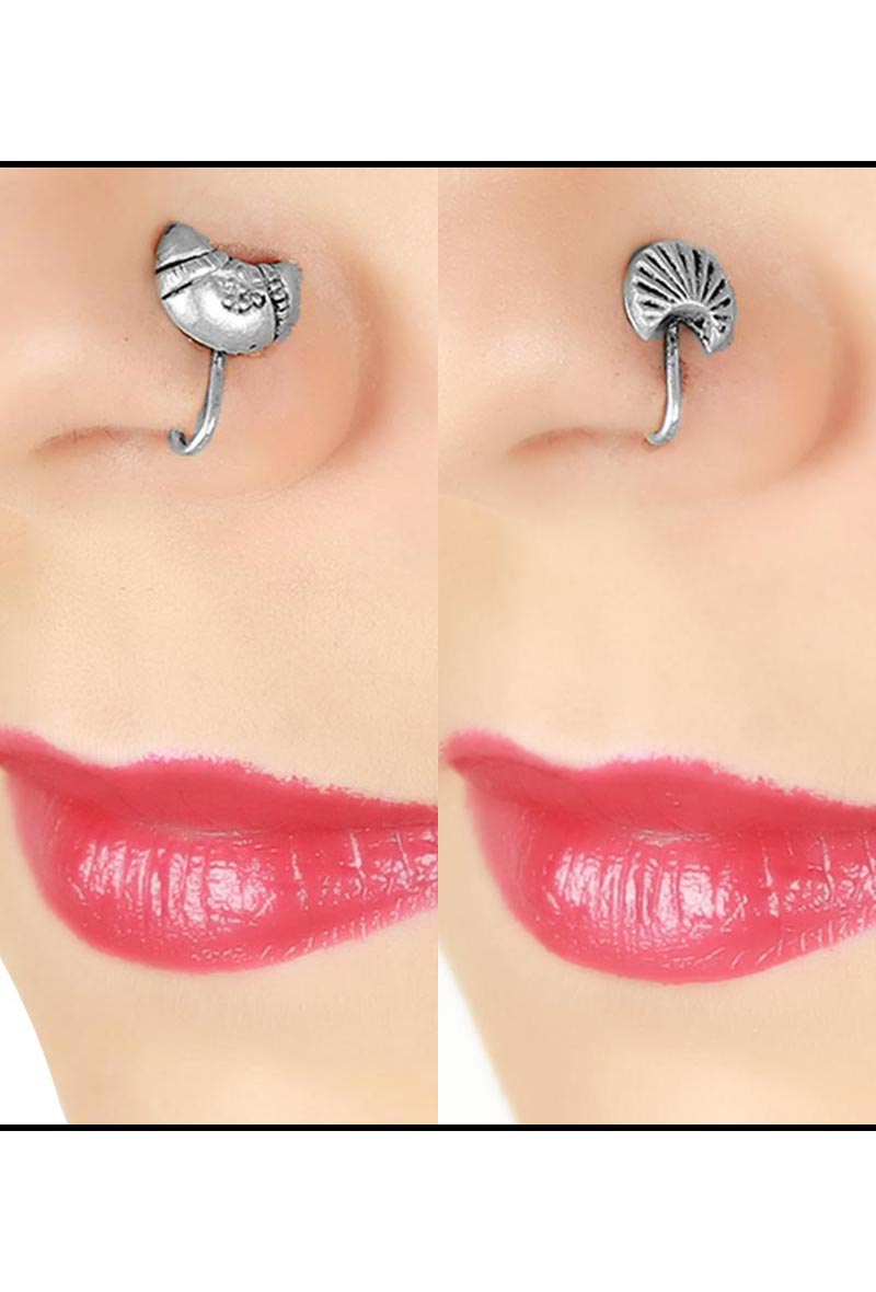 Set of 2 - Crescent Moon Nosepin