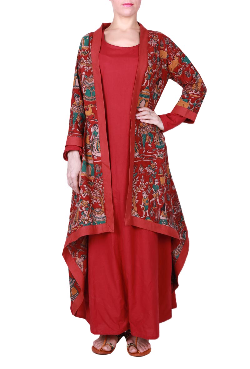Asymmetric Kalamkari Cape