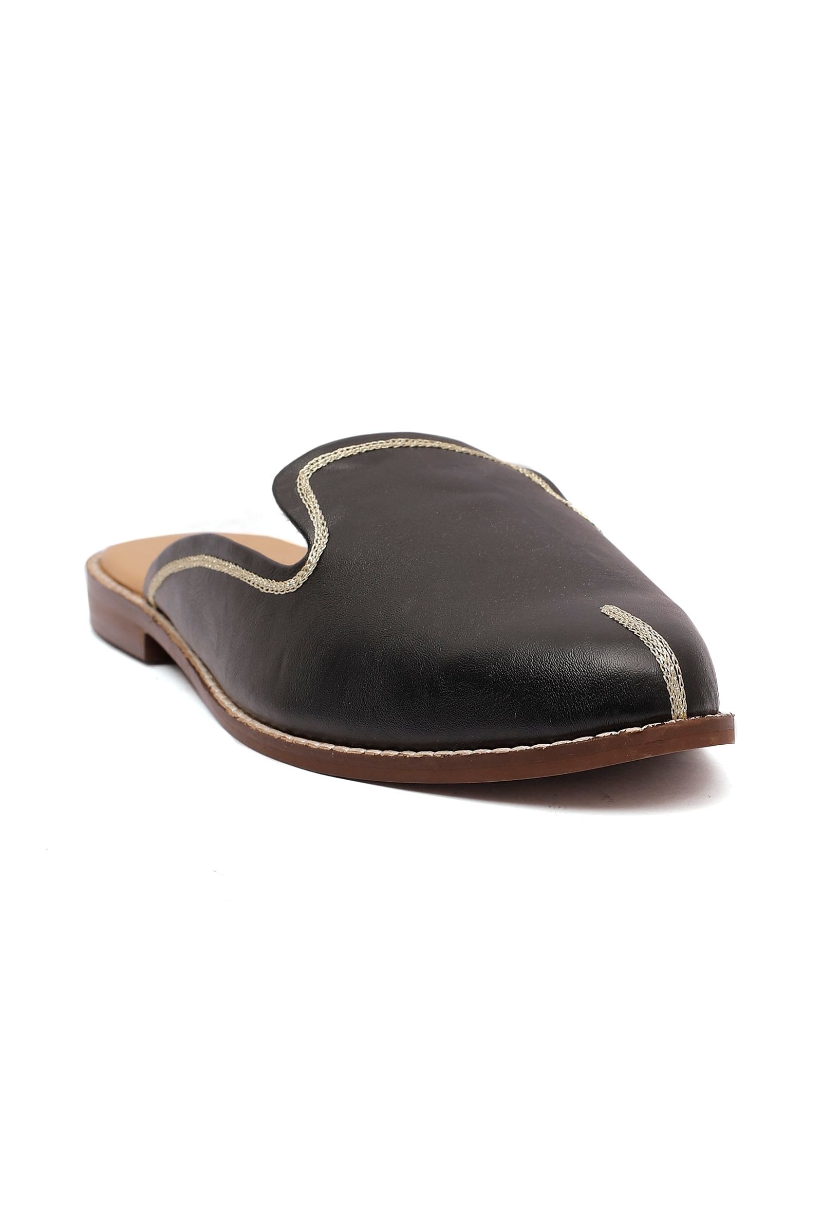 Black Cruelty Free Leather Slider Jutti