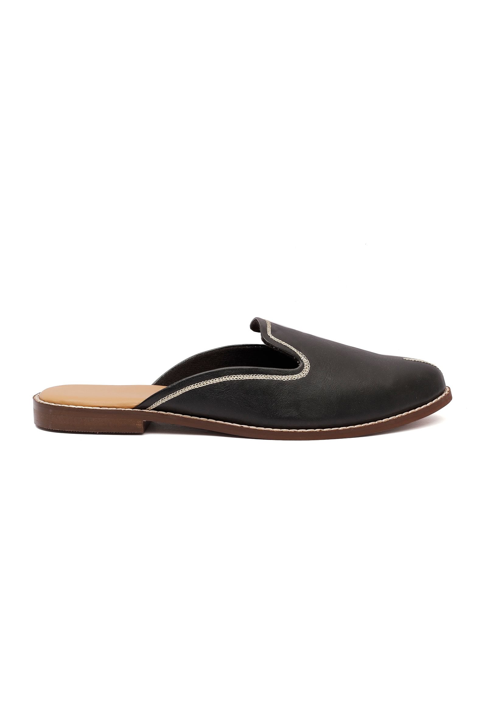 Black Cruelty Free Leather Slider Jutti