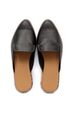 Dusky Black Cruelty Free Leather Open Sliders Juttis