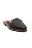 Dusky Black Cruelty Free Leather Open Sliders Juttis