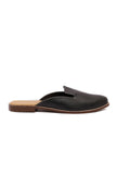Dusky Black Cruelty Free Leather Open Sliders Juttis