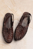 Burgundy Brown Braided  Pure Leather Kolhapuri Sandals